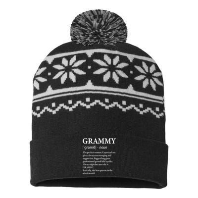 Grammy Definition Grandma Funny Grandmother USA-Made Snowflake Beanie