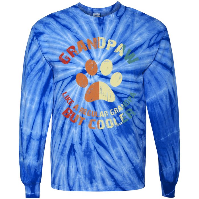 Grandpaw Dog Grandpa Grand Paw Retro Vintage Funny 'S Gift Tie-Dye Long Sleeve Shirt