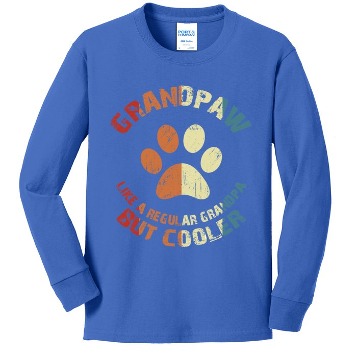 Grandpaw Dog Grandpa Grand Paw Retro Vintage Funny 'S Gift Kids Long Sleeve Shirt