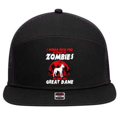 Great Dane Gentle Dog German Mastiff Zombie Halloween 7 Panel Mesh Trucker Snapback Hat