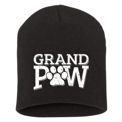 Grandpaw Dog Grandpa Grand Paw Gifts Dad Father Short Acrylic Beanie