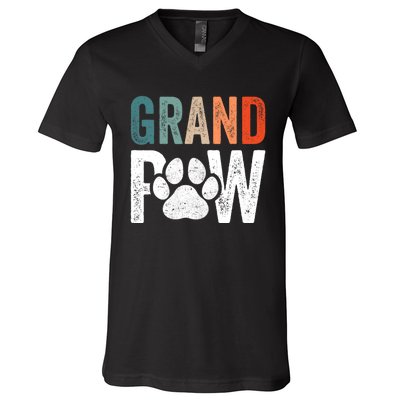 Grandpaw Dog Grandpa FatherS Day Family Grandkids V-Neck T-Shirt