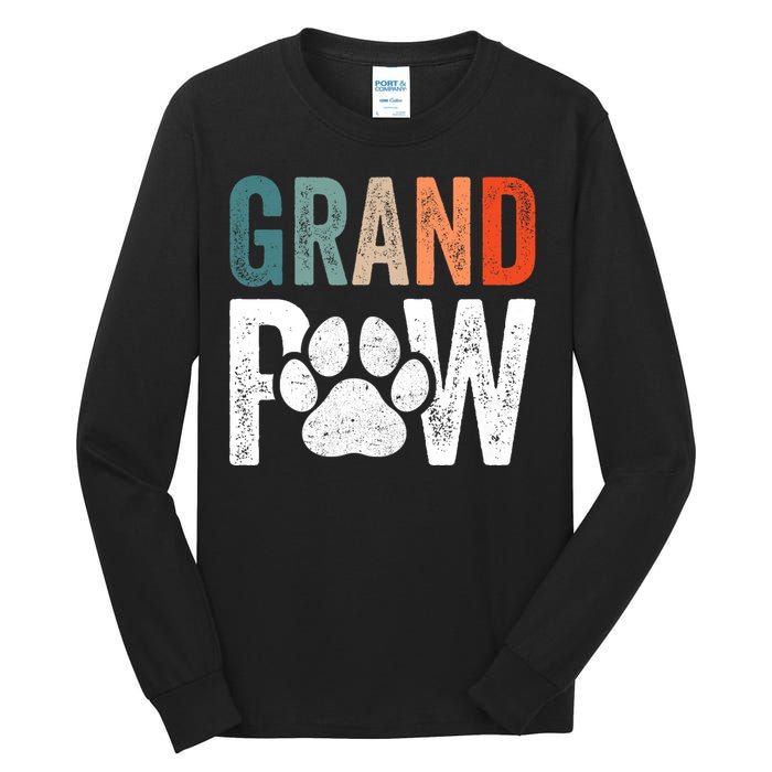 Grandpaw Dog Grandpa FatherS Day Family Grandkids Tall Long Sleeve T-Shirt