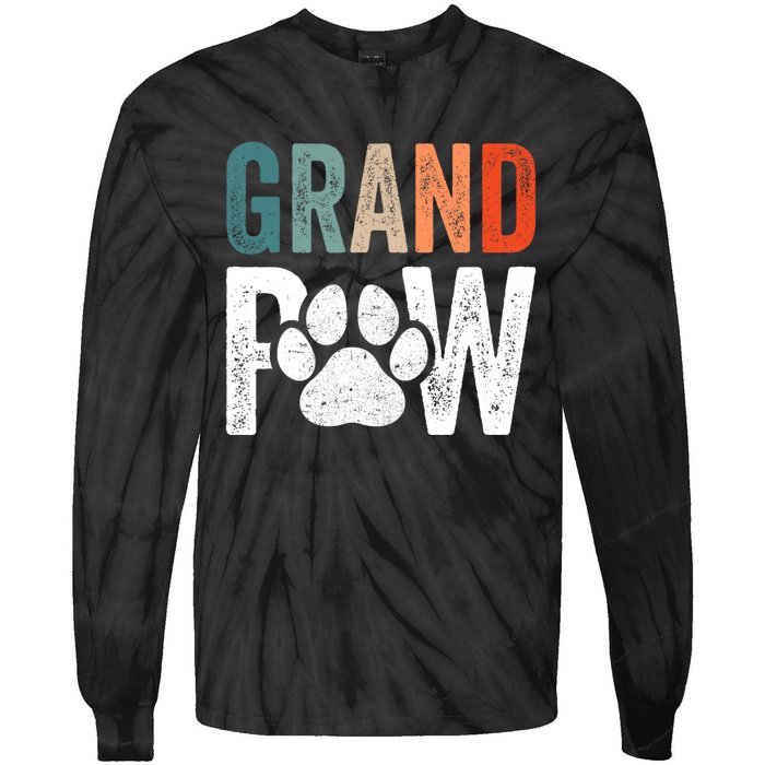 Grandpaw Dog Grandpa FatherS Day Family Grandkids Tie-Dye Long Sleeve Shirt