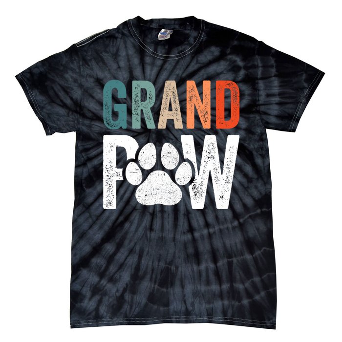 Grandpaw Dog Grandpa FatherS Day Family Grandkids Tie-Dye T-Shirt