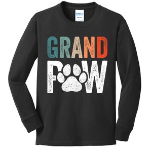 Grandpaw Dog Grandpa FatherS Day Family Grandkids Kids Long Sleeve Shirt