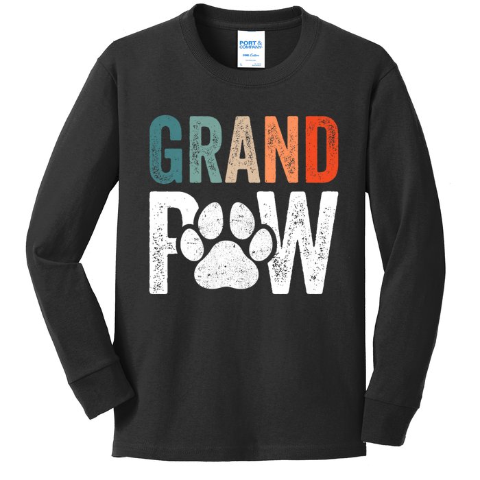 Grandpaw Dog Grandpa FatherS Day Family Grandkids Kids Long Sleeve Shirt