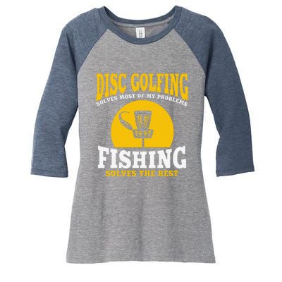 Great Disc Golf And Fishing Gift Women's Tri-Blend 3/4-Sleeve Raglan Shirt