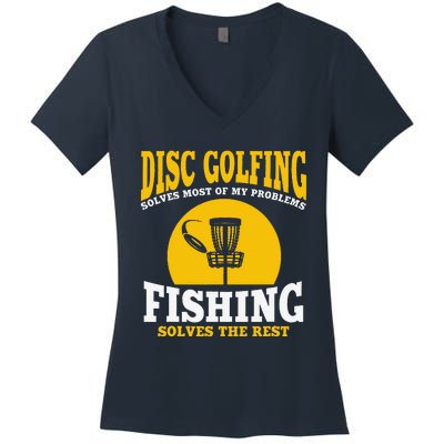 Great Disc Golf And Fishing Gift Women's V-Neck T-Shirt