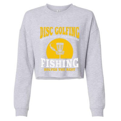 Great Disc Golf And Fishing Gift Cropped Pullover Crew