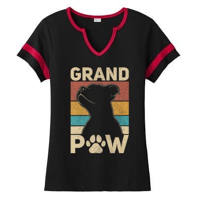 Grandpaw Dog Grandpa Funny Dog Lover Grandfather Pitbull Ladies Halftime Notch Neck Tee