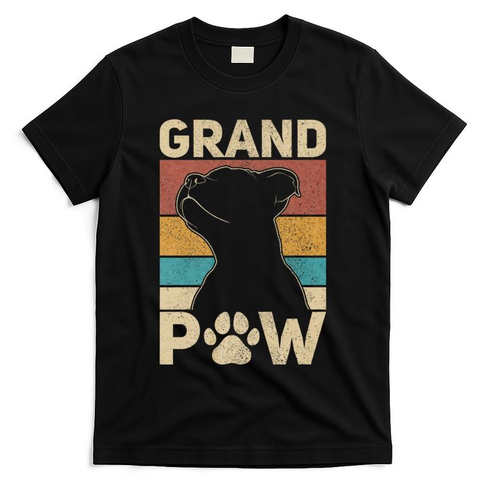 Grandpaw Dog Grandpa Funny Dog Lover Grandfather Pitbull T-Shirt