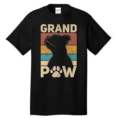 Grandpaw Dog Grandpa Funny Dog Lover Grandfather Pitbull Tall T-Shirt