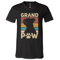 Grandpaw Dog Grandpa Funny Dog Lover Grandfather Pitbull V-Neck T-Shirt