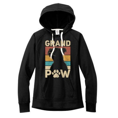 Grandpaw Dog Grandpa Funny Dog Lover Grandfather Pitbull Women's Fleece Hoodie