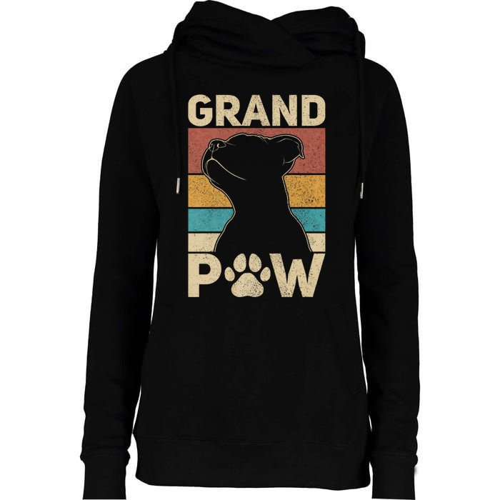 Grandpaw Dog Grandpa Funny Dog Lover Grandfather Pitbull Womens Funnel Neck Pullover Hood