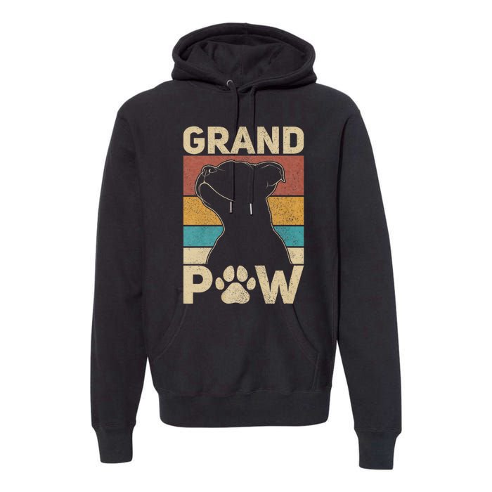 Grandpaw Dog Grandpa Funny Dog Lover Grandfather Pitbull Premium Hoodie