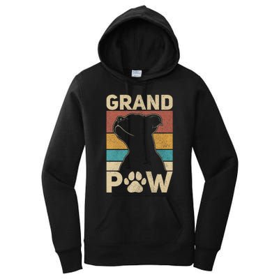 Grandpaw Dog Grandpa Funny Dog Lover Grandfather Pitbull Women's Pullover Hoodie