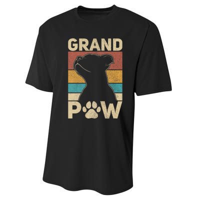 Grandpaw Dog Grandpa Funny Dog Lover Grandfather Pitbull Performance Sprint T-Shirt