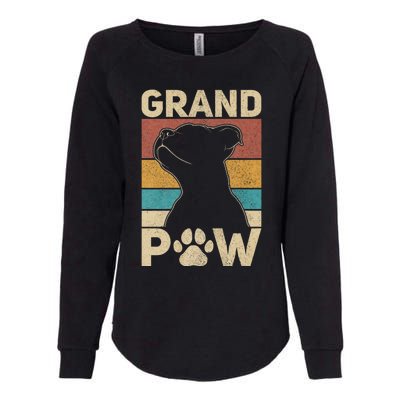 Grandpaw Dog Grandpa Funny Dog Lover Grandfather Pitbull Womens California Wash Sweatshirt