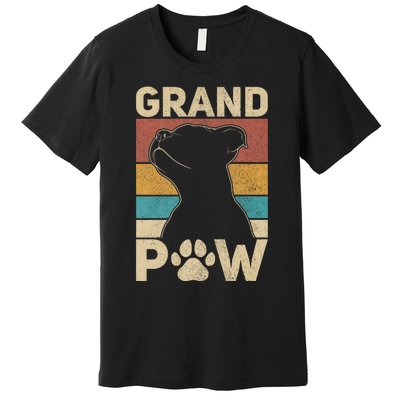 Grandpaw Dog Grandpa Funny Dog Lover Grandfather Pitbull Premium T-Shirt