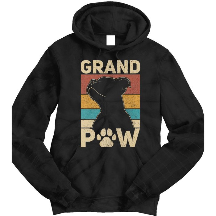 Grandpaw Dog Grandpa Funny Dog Lover Grandfather Pitbull Tie Dye Hoodie