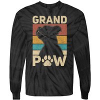 Grandpaw Dog Grandpa Funny Dog Lover Grandfather Pitbull Tie-Dye Long Sleeve Shirt