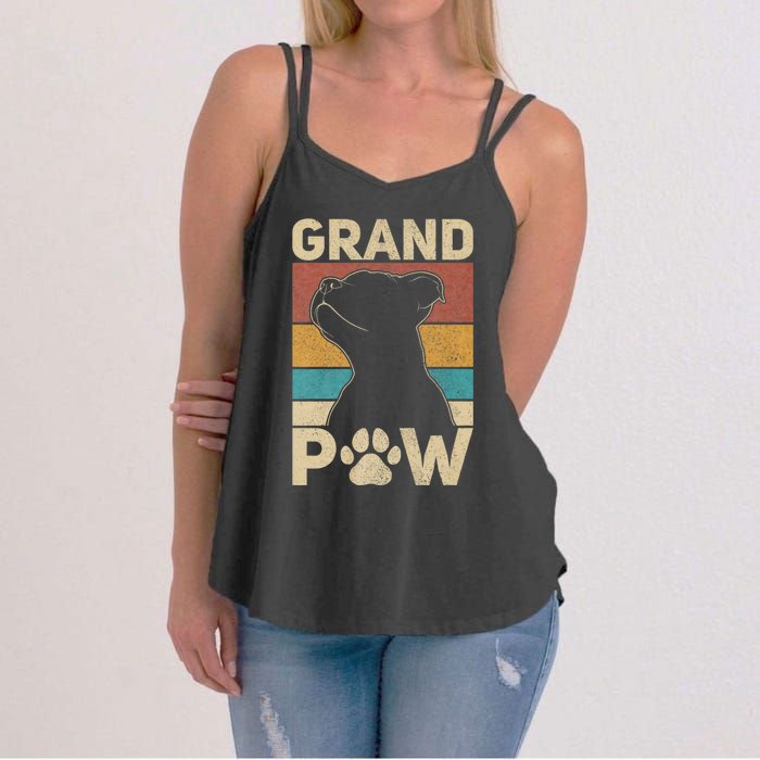 Grandpaw Dog Grandpa Funny Dog Lover Grandfather Pitbull Women's Strappy Tank