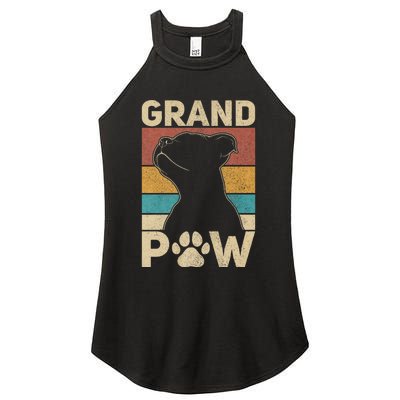 Grandpaw Dog Grandpa Funny Dog Lover Grandfather Pitbull Women's Perfect Tri Rocker Tank