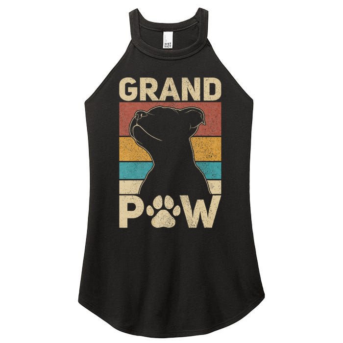 Grandpaw Dog Grandpa Funny Dog Lover Grandfather Pitbull Women's Perfect Tri Rocker Tank