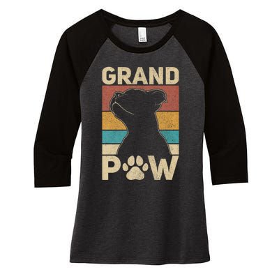 Grandpaw Dog Grandpa Funny Dog Lover Grandfather Pitbull Women's Tri-Blend 3/4-Sleeve Raglan Shirt