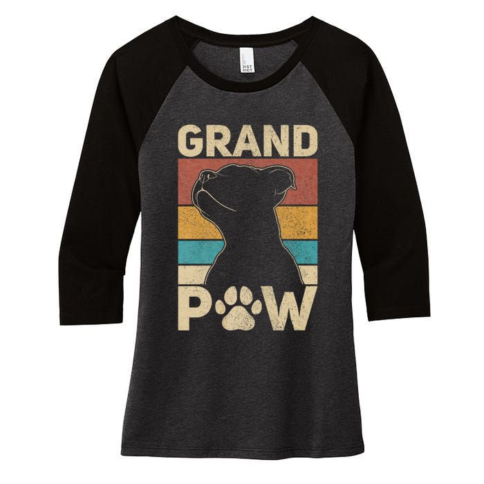 Grandpaw Dog Grandpa Funny Dog Lover Grandfather Pitbull Women's Tri-Blend 3/4-Sleeve Raglan Shirt