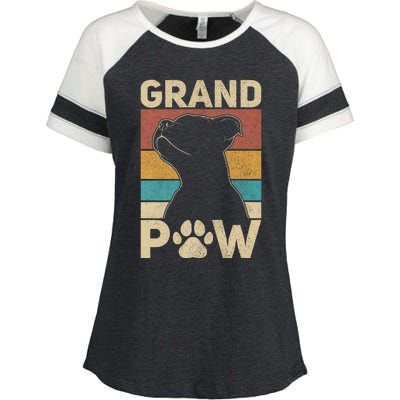 Grandpaw Dog Grandpa Funny Dog Lover Grandfather Pitbull Enza Ladies Jersey Colorblock Tee