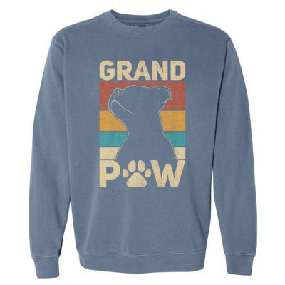 Grandpaw Dog Grandpa Funny Dog Lover Grandfather Pitbull Garment-Dyed Sweatshirt