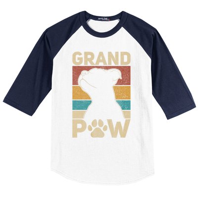 Grandpaw Dog Grandpa Funny Dog Lover Grandfather Pitbull Baseball Sleeve Shirt