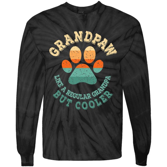 Grandpaw Dog Grandpa Grand Paw Retro Vintage Funny Tie-Dye Long Sleeve Shirt