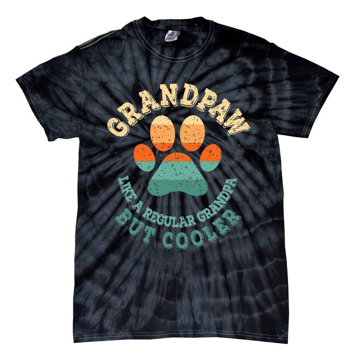 Grandpaw Dog Grandpa Grand Paw Retro Vintage Funny Tie-Dye T-Shirt