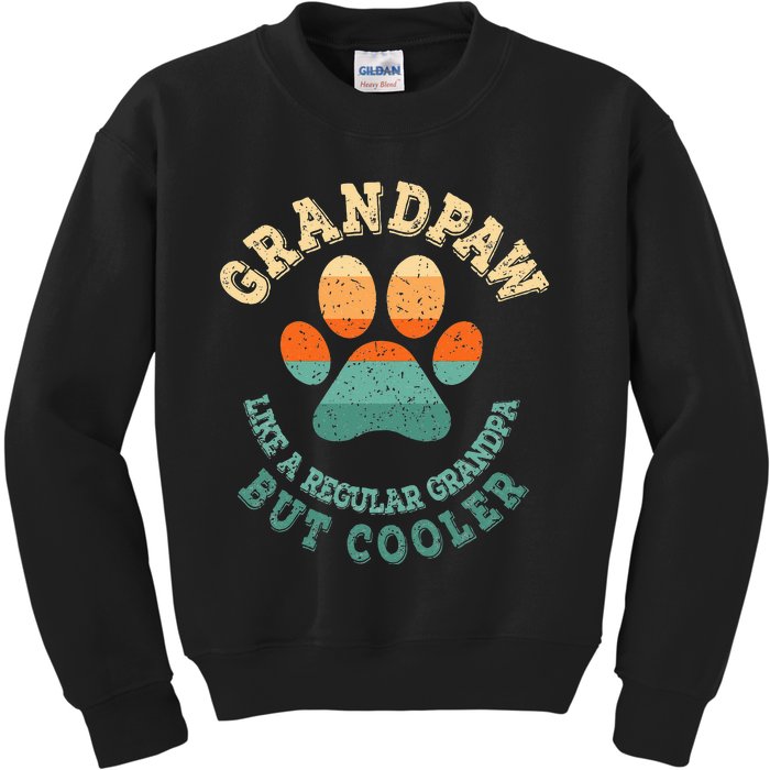 Grandpaw Dog Grandpa Grand Paw Retro Vintage Funny Kids Sweatshirt