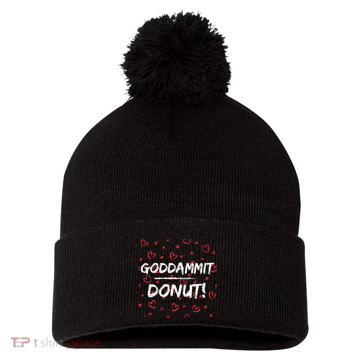 Goddammit Donut Pom Pom 12in Knit Beanie
