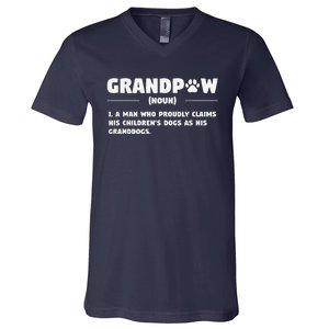 Grandpaw Dog Gifts Grandpa Animal Dogs Grandfather Pet Lover V-Neck T-Shirt