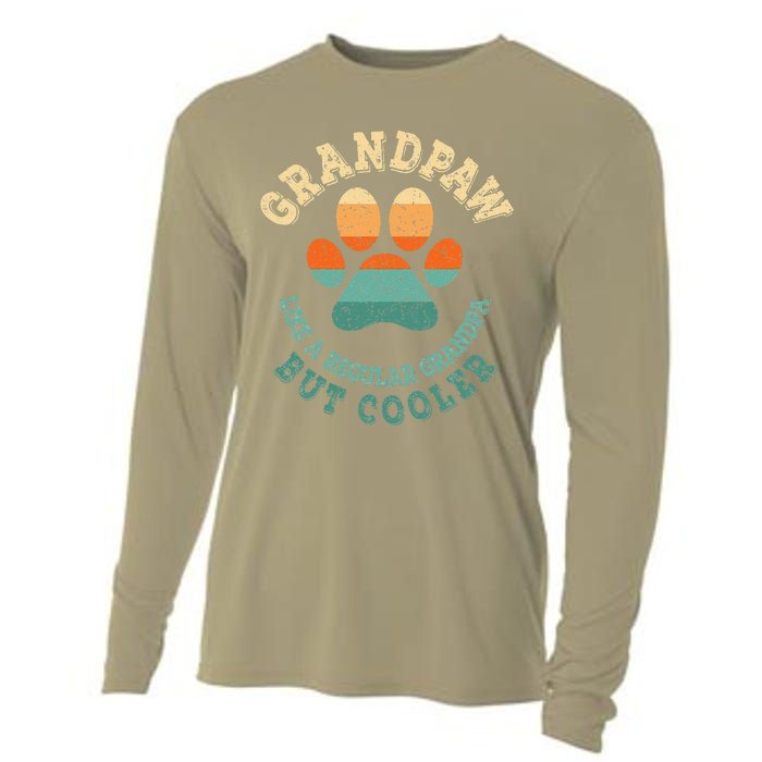 Grandpaw Dog Grandpa Grand Paw Retro Vintage Funny Cooling Performance Long Sleeve Crew