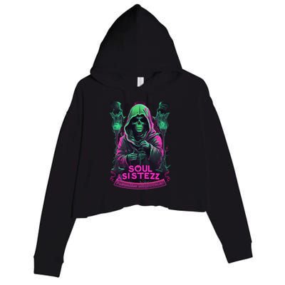 Ghost Design Crop Fleece Hoodie