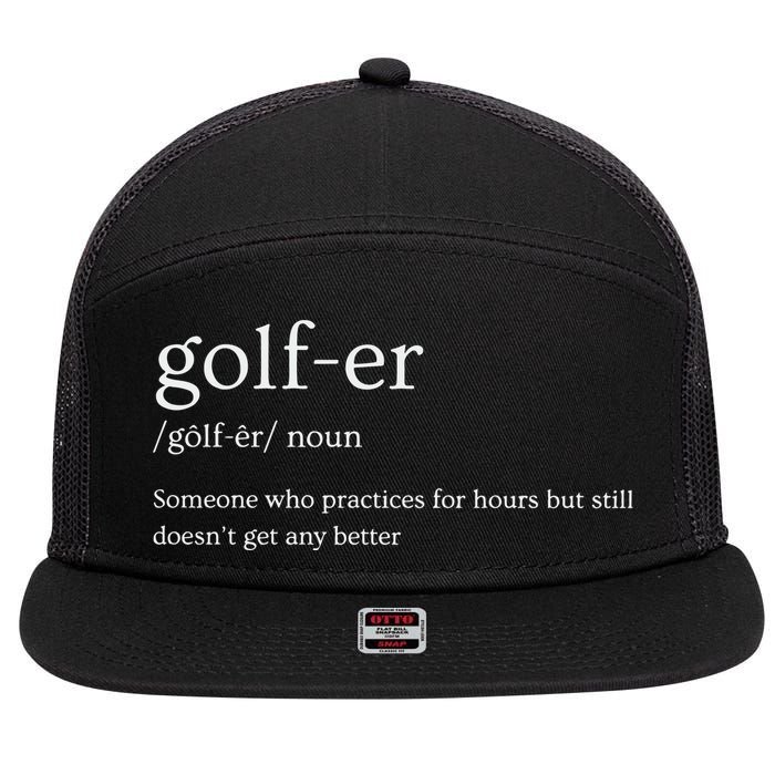 Golfer Definition Golf 7 Panel Mesh Trucker Snapback Hat