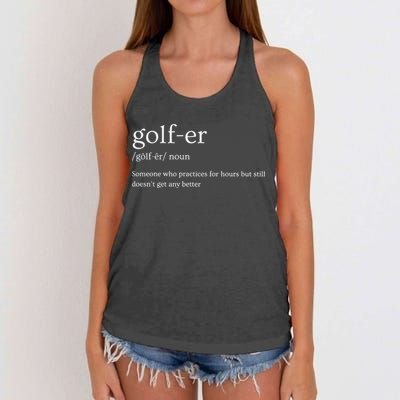 Golfer Definition Golf Women's Knotted Racerback Tank