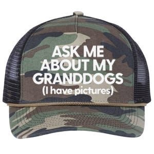 Granddogs Dog Grandmom Grandad Ask Me About My Granddogs Retro Rope Trucker Hat Cap