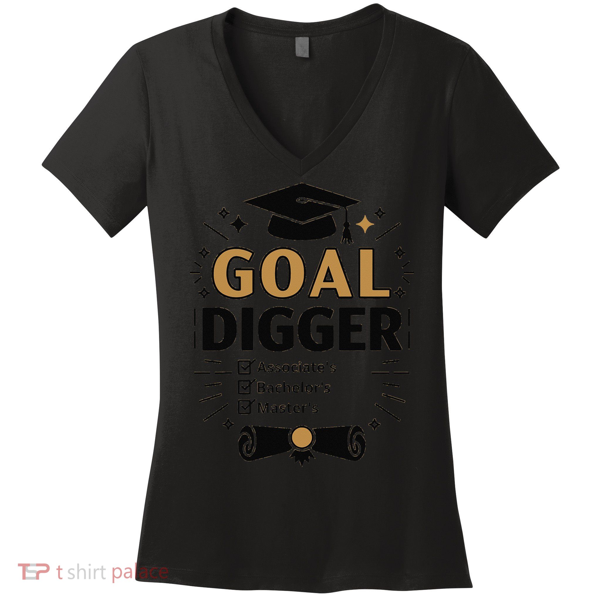 Goal Digger Graduation Checklist Design Women's V-Neck T-Shirt