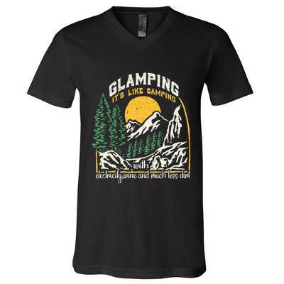 Glamping Definition Glamper Its Like Camping Spark Campers V-Neck T-Shirt