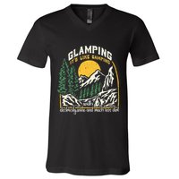 Glamping Definition Glamper Its Like Camping Spark Campers V-Neck T-Shirt