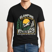 Glamping Definition Glamper Its Like Camping Spark Campers V-Neck T-Shirt