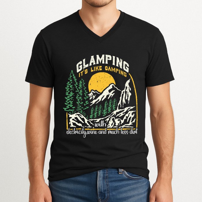 Glamping Definition Glamper Its Like Camping Spark Campers V-Neck T-Shirt